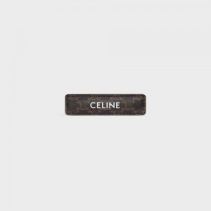 Celine Triomphe Canvas Hair Clip In Calfskin Haaraccessoires Goud Bruin | CL-592334