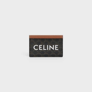 Celine Triomphe Canvas With Print Pasjeshouder Bruin | CL-592959