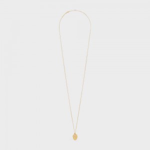 Celine Triomphe Folk Pearl In Brass With Gold Finish And Resin Pearls Kettingen Goud Wit | CL-592257