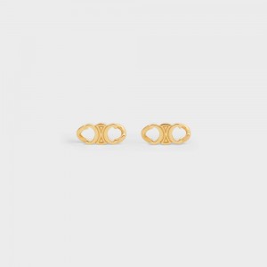 Celine Triomphe Gourmette Studs In Brass With Gold Finish Oorbellen Goud | CL-592310