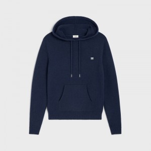 Celine Triomphe Met Capuchon In Cashmere Wol Sweatshirts Donkerblauw | CL-592113