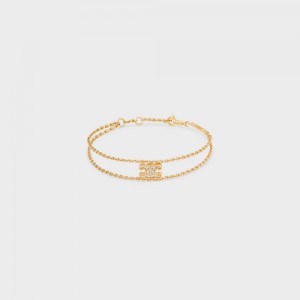 Celine Triomphe Rhinestone Suspended In Brass With Gold Finish And Crystals Armbanden Goud | CL-592207