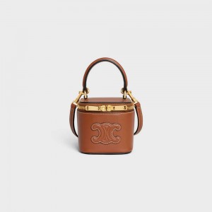 Celine Vanity Case Cuir Triomphe In Smooth Calfksin Mini Tassen Bruin | CL-593039