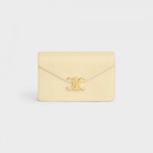 Celine Wallet On Chain Triomphe In Shiny Calfskin Mini Tassen Abrikoos | CL-593024