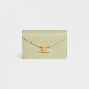 Celine Wallet On Chain Triomphe In Shiny Calfskin Mini Tassen Groen | CL-593023