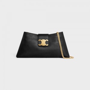 Celine Wiltern Clutch Soft In Smooth Calfskin Triomphe Zwart | CL-593175