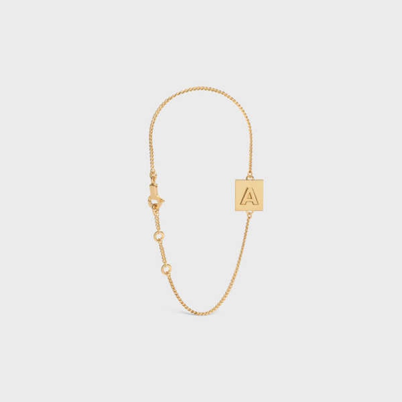 Celine Alphabet A In Brass With Gold Finish Armbanden Goud | CL-592238