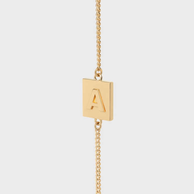 Celine Alphabet A In Brass With Gold Finish Armbanden Goud | CL-592238