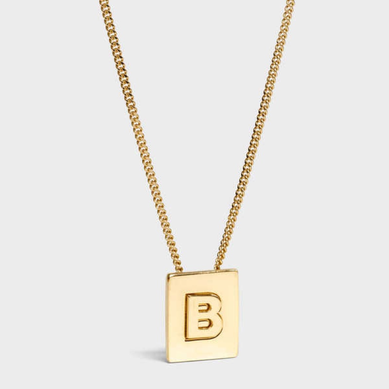 Celine Alphabet B In Brass With Gold Finish Kettingen Goud | CL-592265