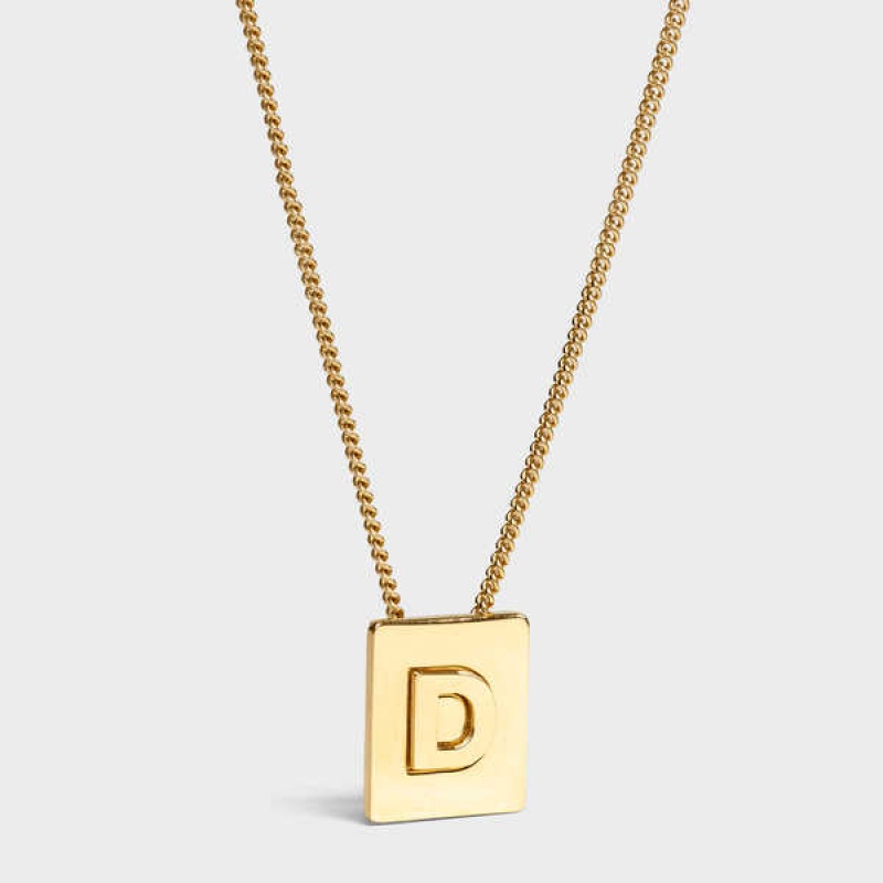 Celine Alphabet D In Brass With Gold Finish Kettingen Goud | CL-592267