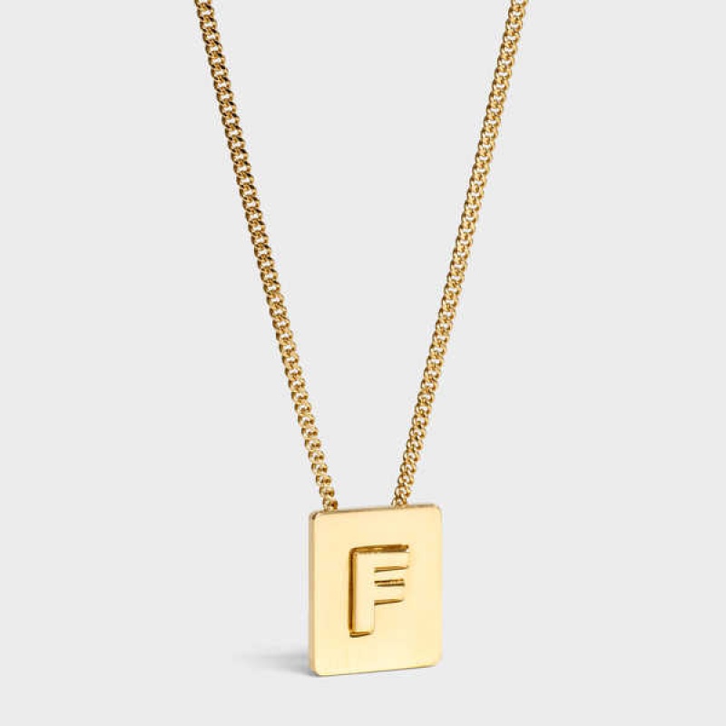 Celine Alphabet F In Brass With Gold Finish Kettingen Goud | CL-592269