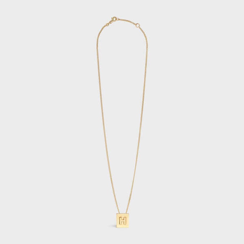 Celine Alphabet H In Brass With Gold Finish Kettingen Goud | CL-592271