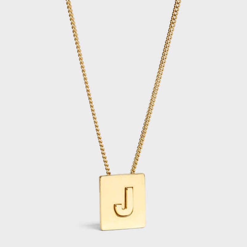 Celine Alphabet J In Brass With Gold Finish Kettingen Goud | CL-592273