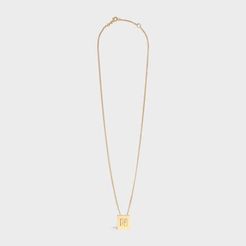 Celine Alphabet N In Brass With Gold Finish Kettingen Goud | CL-592277