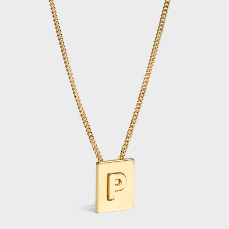 Celine Alphabet P In Brass With Gold Finish Kettingen Goud | CL-592279