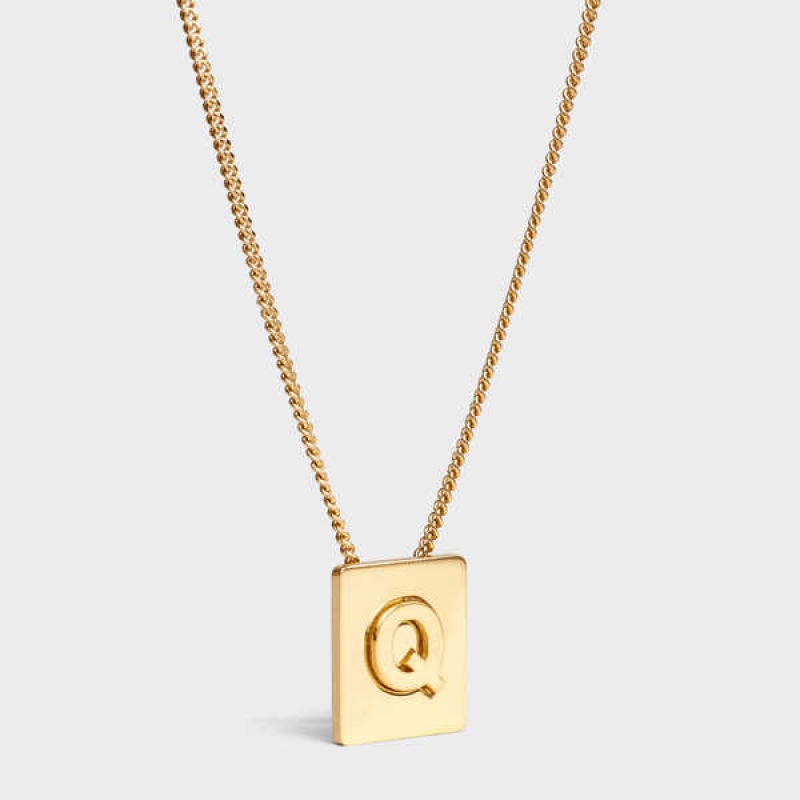 Celine Alphabet Q In Brass With Gold Finish Kettingen Goud | CL-592280