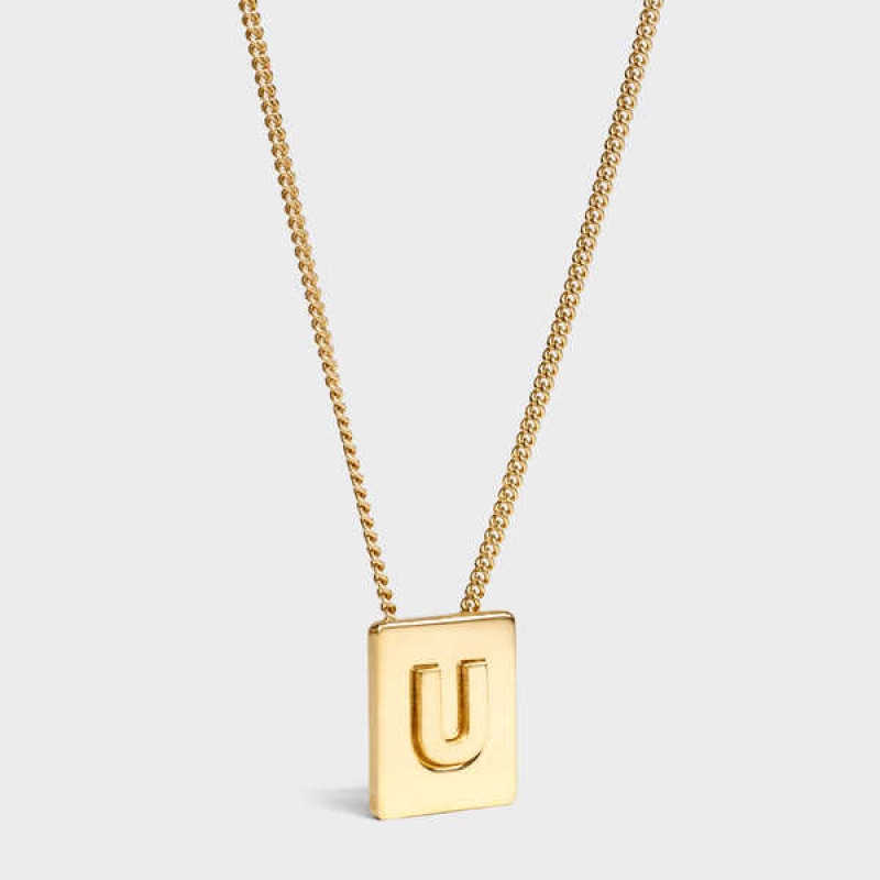 Celine Alphabet U In Brass With Gold Finish Kettingen Goud | CL-592284