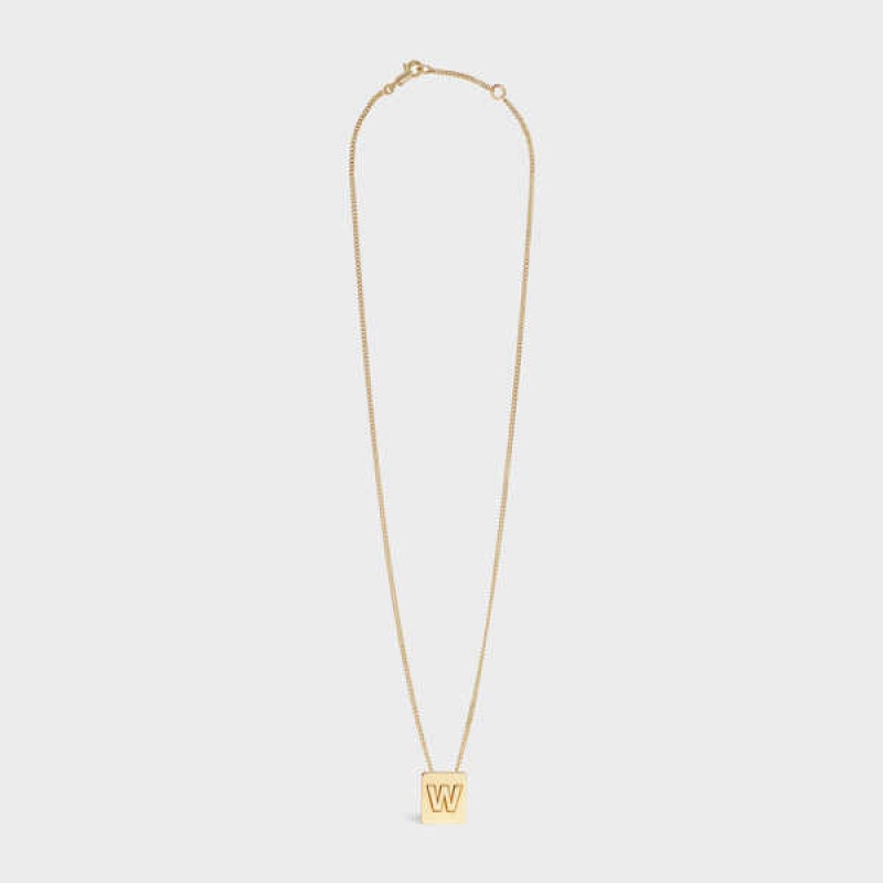 Celine Alphabet W In Brass With Gold Finish Kettingen Goud | CL-592286