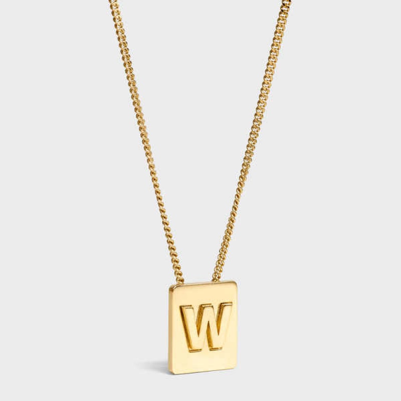 Celine Alphabet W In Brass With Gold Finish Kettingen Goud | CL-592286