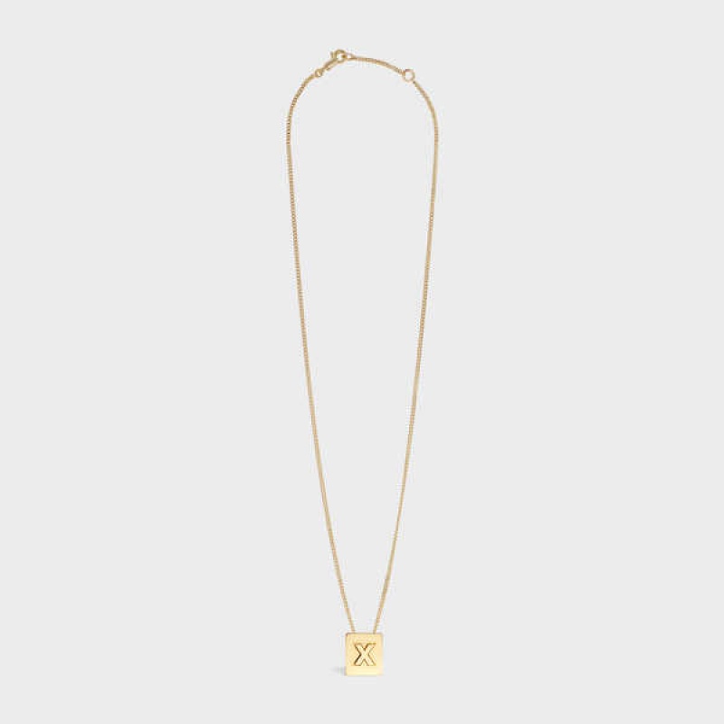 Celine Alphabet X In Brass With Gold Finish Kettingen Goud | CL-592287