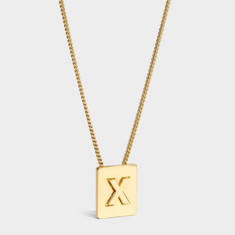 Celine Alphabet X In Brass With Gold Finish Kettingen Goud | CL-592287