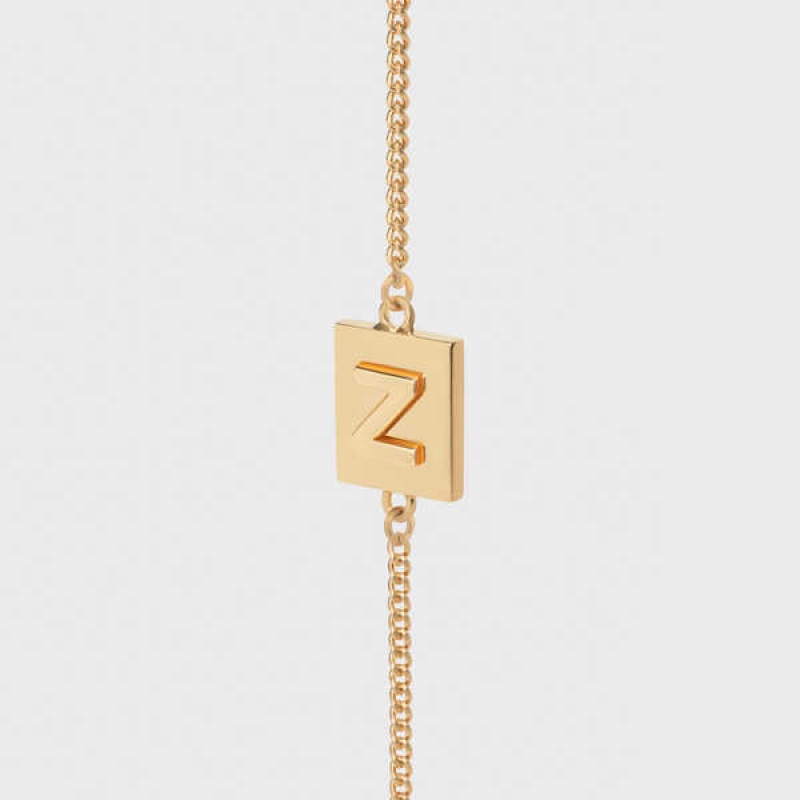 Celine Alphabet Z In Brass With Gold Finish Armbanden Goud | CL-592235