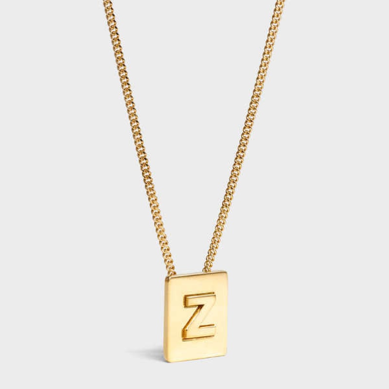 Celine Alphabet Z In Brass With Gold Finish Kettingen Goud | CL-592289