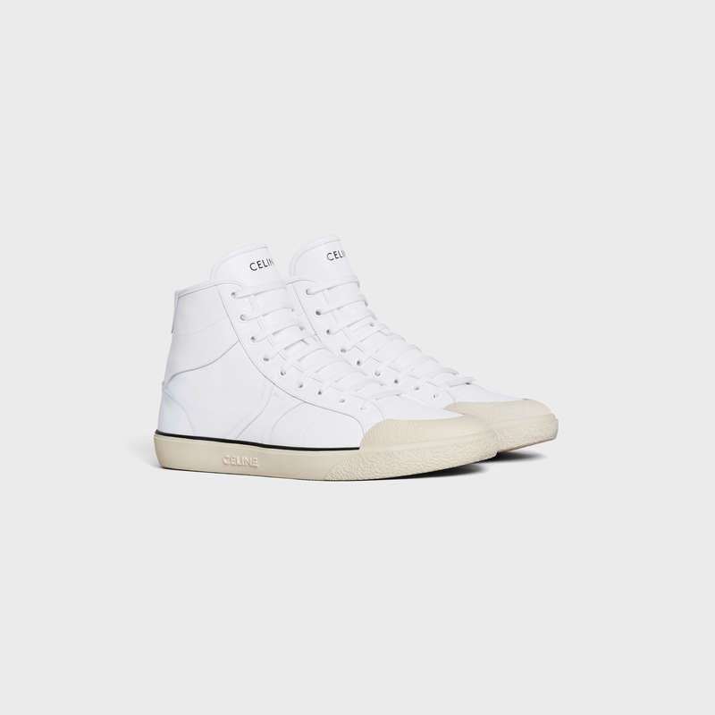 Celine As-02 Mid Low Kanten-up Alan In Calfskin Sneakers Wit | CL-591894