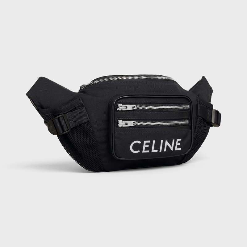 Celine Bag Trekking In Nylon With Celine Print Schoudertassen Zwart | CL-591848