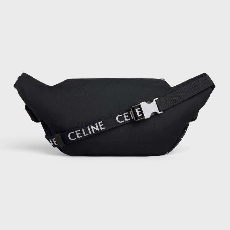 Celine Bag Trekking In Nylon With Celine Print Schoudertassen Zwart | CL-591848