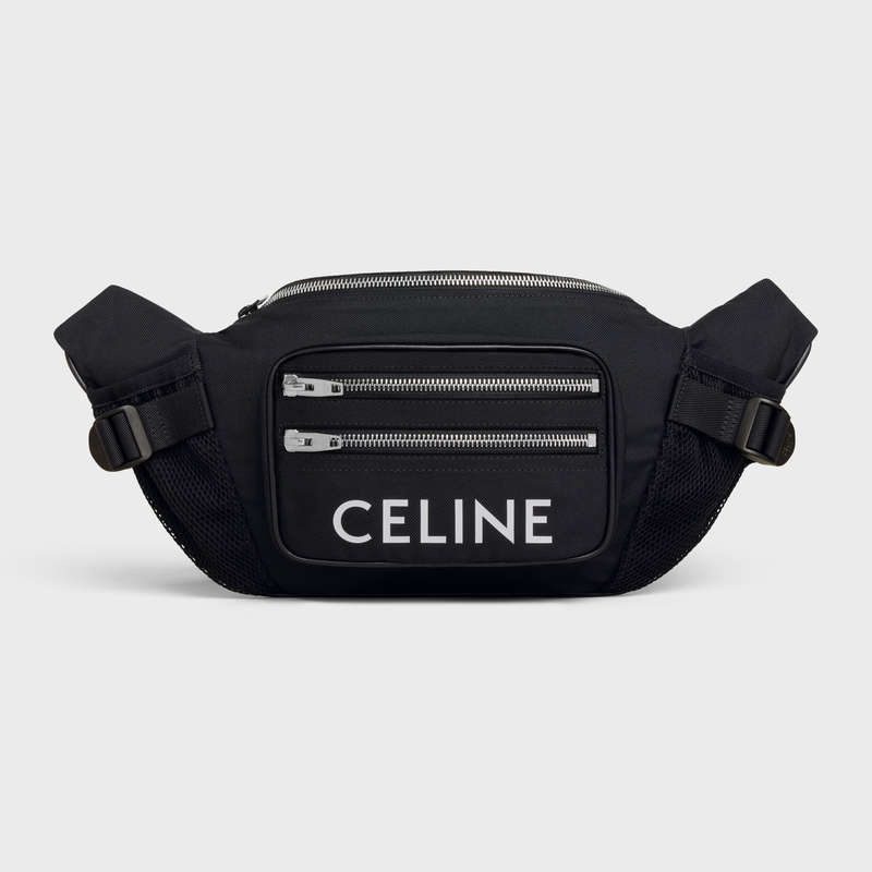 Celine Bag Trekking In Nylon With Celine Print Schoudertassen Zwart | CL-591848