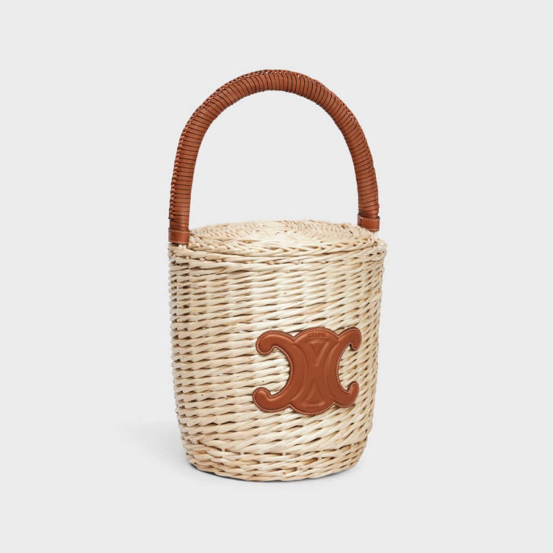 Celine Basket In Wicker And Calfskin Panier Bruin | CL-593068