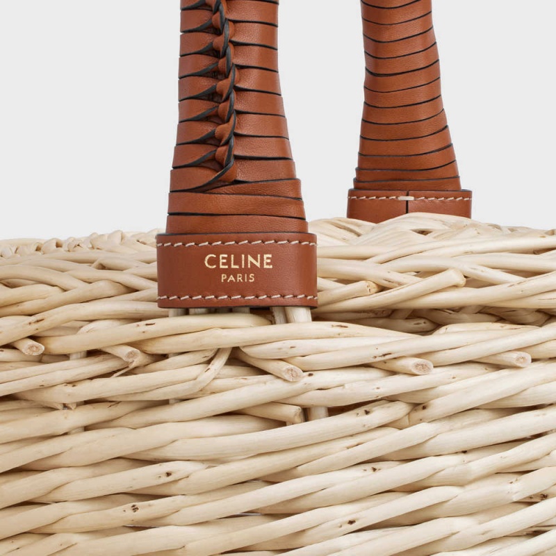 Celine Basket In Wicker And Calfskin Panier Bruin | CL-593068