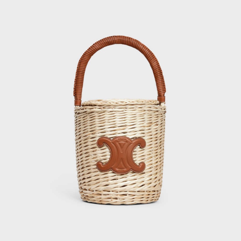 Celine Basket In Wicker And Calfskin Panier Bruin | CL-593068