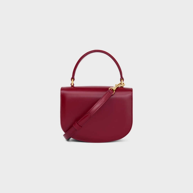 Celine Besace Triomphe In Shiny Calfskin Mini Tassen Bordeaux | CL-593030