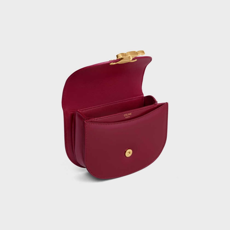 Celine Besace Triomphe In Shiny Calfskin Mini Tassen Bordeaux | CL-593030