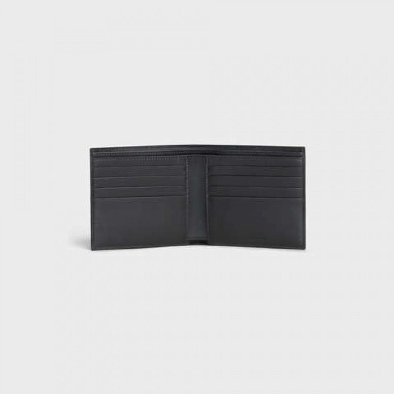 Celine Bi-fold In Grained Calfskin Portefeuille Zwart | CL-591788