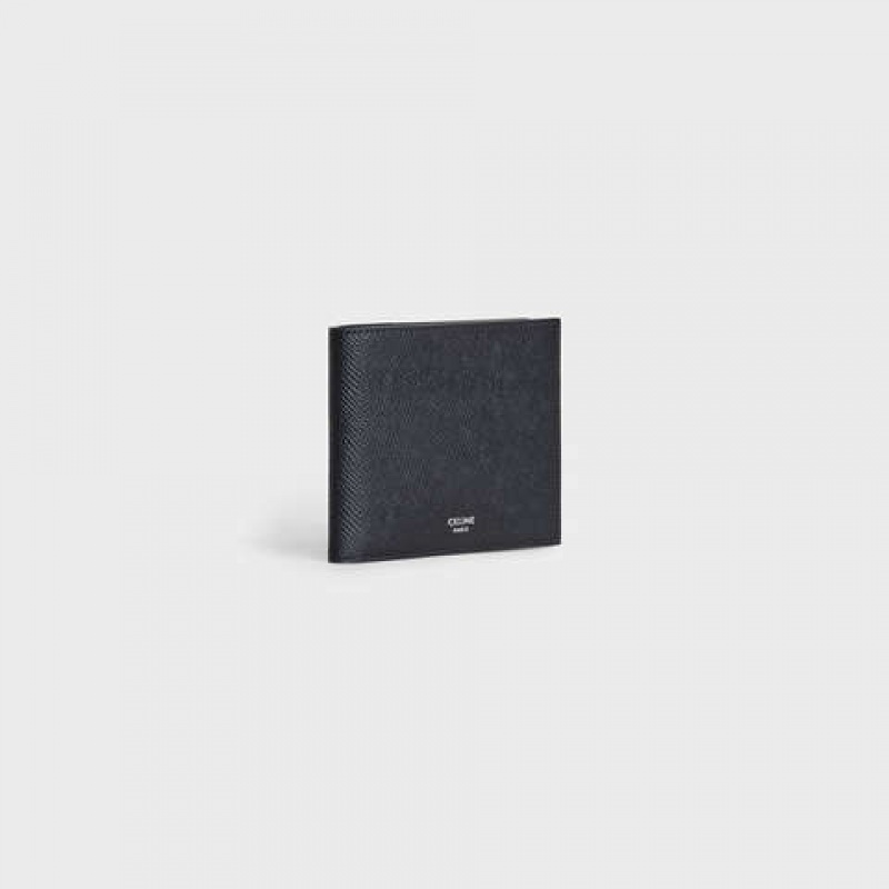 Celine Bi-fold With Coin Compartment In Grained Calfskin Portefeuille Zwart | CL-591787