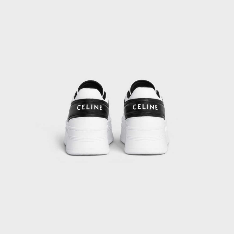 Celine Block Sneakers With Wedge Outsole In Calfskin Sneakers Wit Zwart | CL-592546