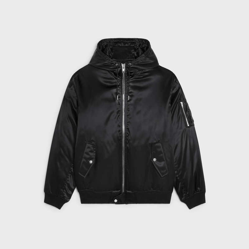 Celine Bomber In Satin-finish Nylon Blousons Zwart | CL-591956