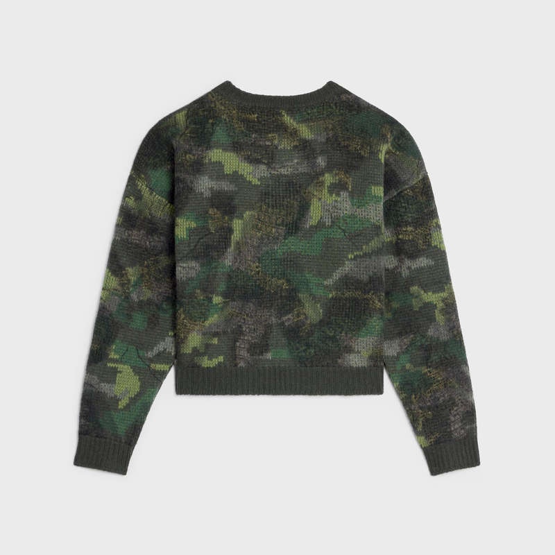 Celine Boxy Cropped In Camouflage Wol Gebreide Kleding Camo | CL-592105