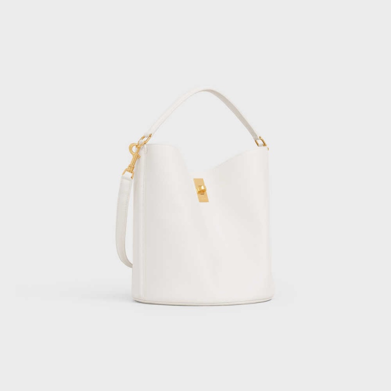 Celine Bucket Bag In Supple Grained Calfskin 16 Wit | CL-593258