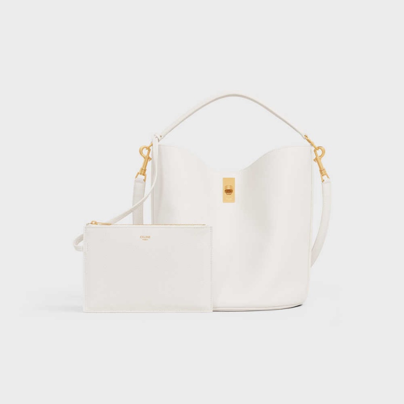 Celine Bucket Bag In Supple Grained Calfskin 16 Wit | CL-593258