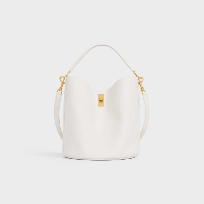 Celine Bucket Bag In Supple Grained Calfskin 16 Wit | CL-593258