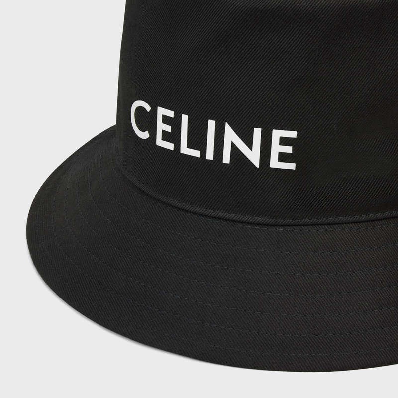 Celine Bucket In Gabardine Katoenen Hoed Zwart | CL-591705