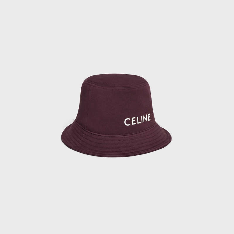 Celine Bucket In Katoenen Fleece Hoed Bordeaux | CL-591707