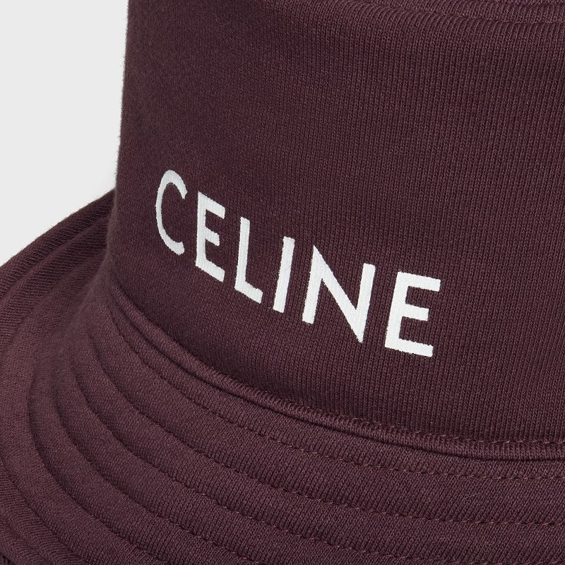 Celine Bucket In Katoenen Fleece Hoed Bordeaux | CL-591707