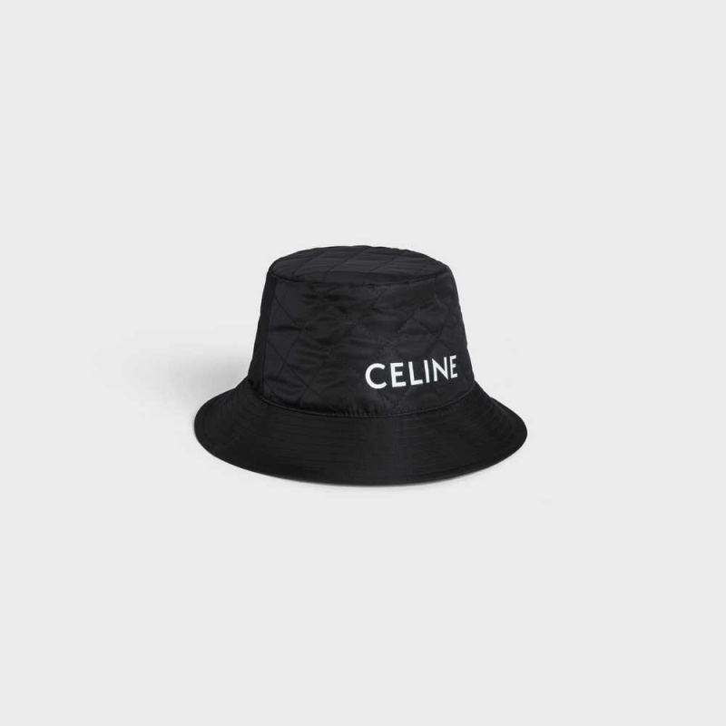 Celine Bucket In Nylon Twill Hoed Zwart | CL-592350