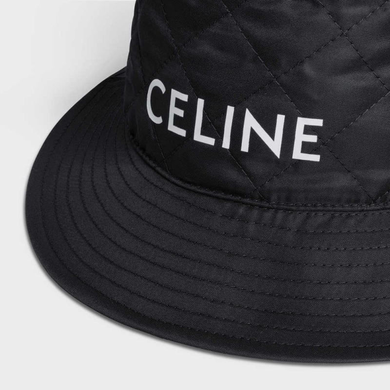 Celine Bucket In Nylon Twill Hoed Zwart | CL-592350