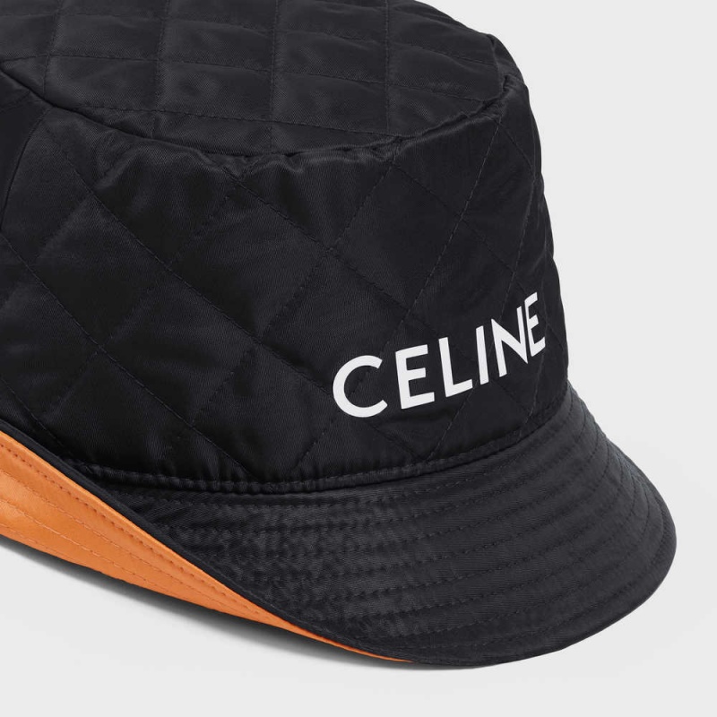 Celine Bucket In Nylon Twill Hoed Zwart | CL-592350